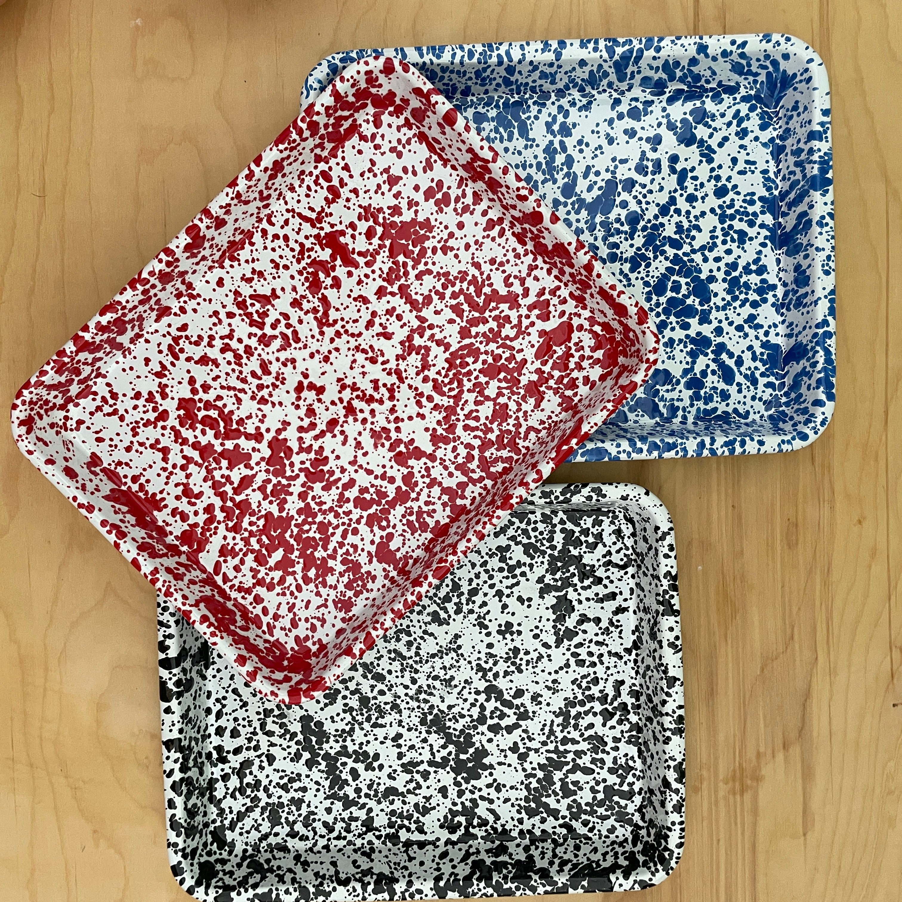 Crow Canyon enamelware splatter tray sized small rectangle