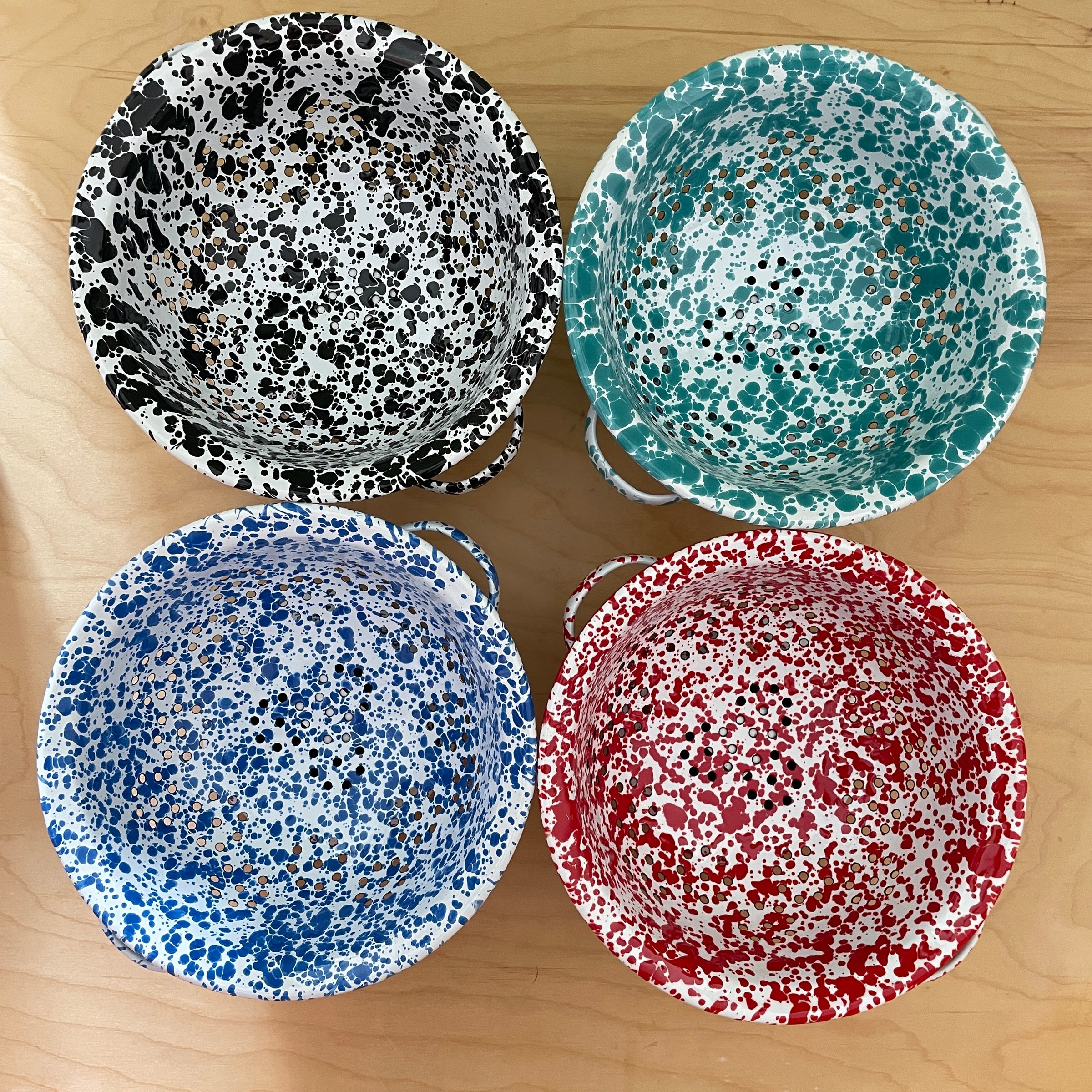 Crow Canyon enamelware cereal bowl splatter and traditional