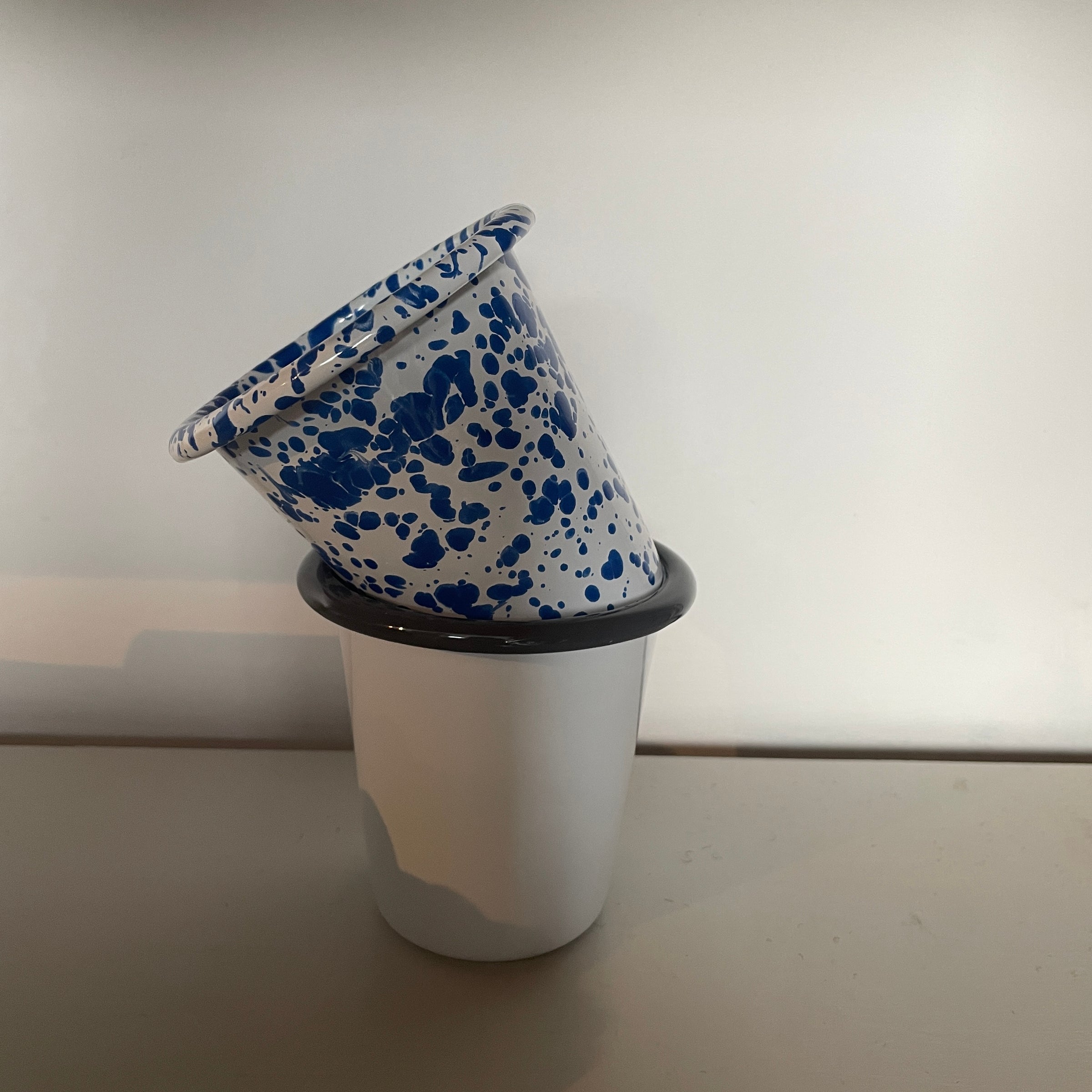 Crow Canyon enamelware tumbler splatter and traditional patters